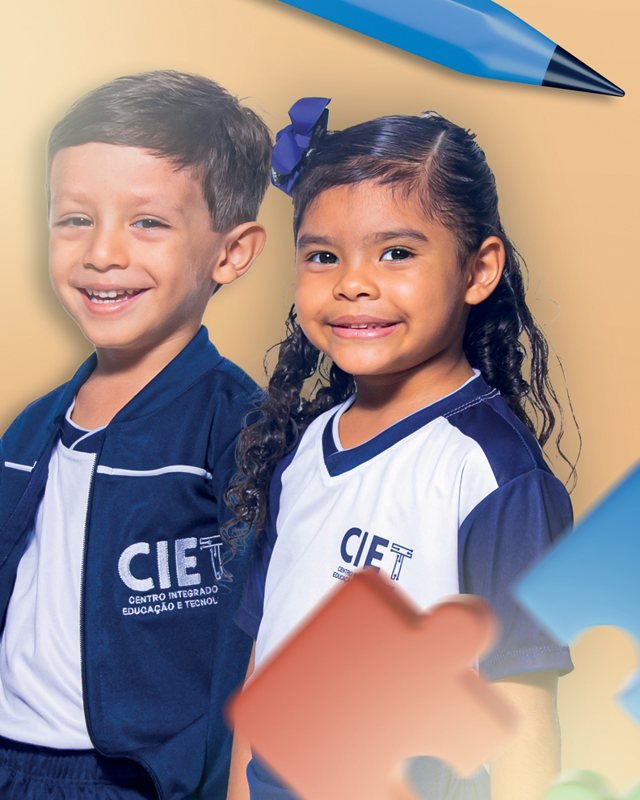 Alunos da Educação Infantil do CIET com uniforme da escola